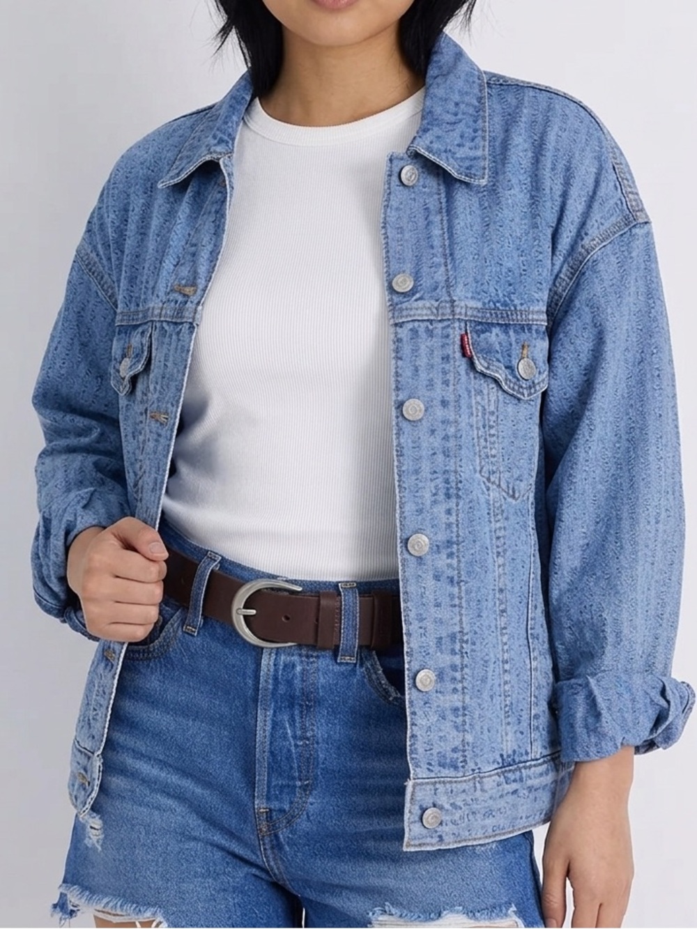 Levi’s Women’s Leather Casual Brown Western Boho Silver Buckle Belt